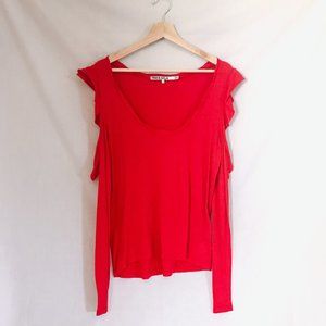 pam&gela // red ruffle cold shoulder long sleeve